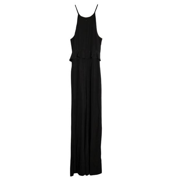 Zimmermann Ruffle Trimmed Silk Crepe De Chine Jumpsuit Size 1/S Black Wide Leg - Picture 13 of 15
